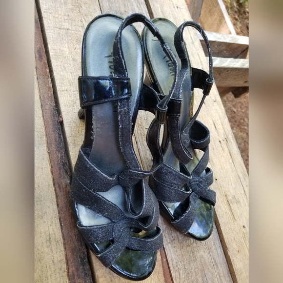 Size 10 Sparkle High Heel platform shoes Fioni Night ladies straps buckles - Picture 10 of 13